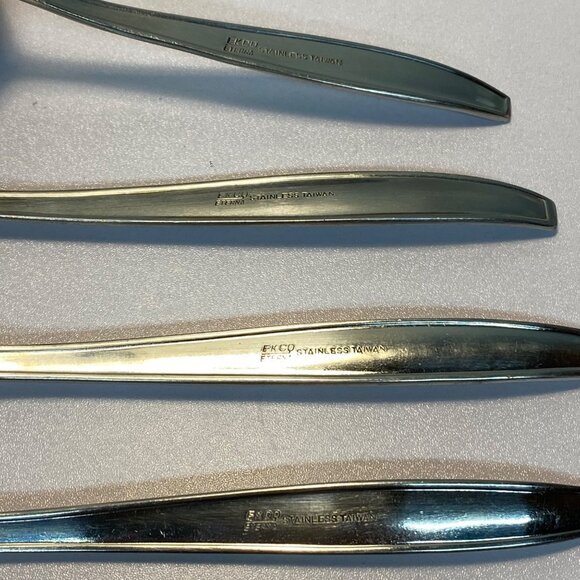 Vintage Ecko Eterna Stainless Steel Serving Pieces Silverware Set of 4 Floral - Picture 8 of 8